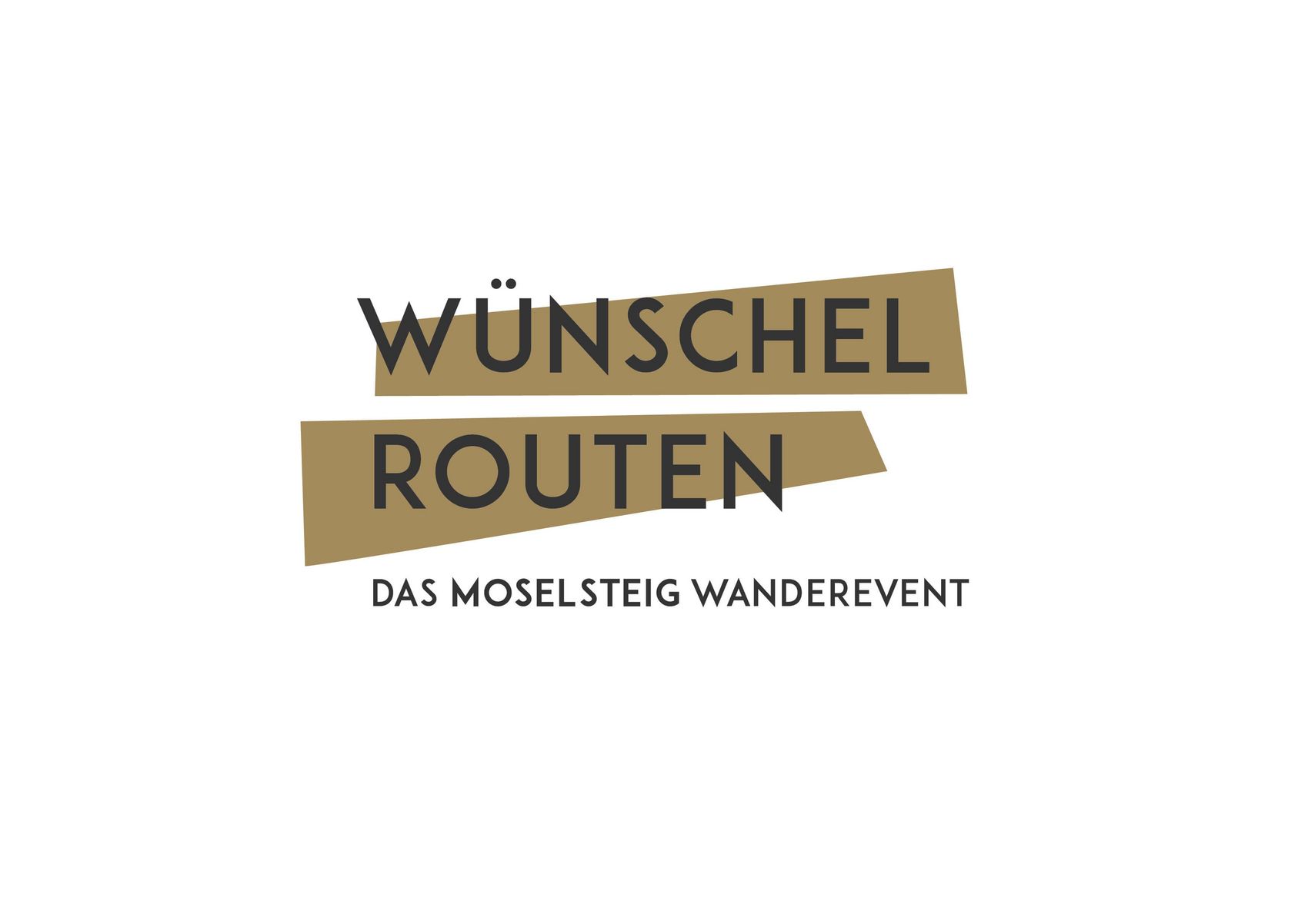 Logo des Wanderevents Goldfarbenes Logo mit Schriftzug