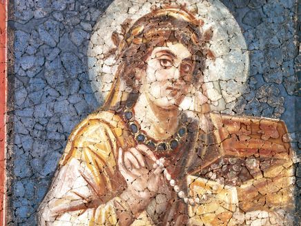 Trier, Dame mit Schmuck als Deckengemälde © Museum am Dom / Rudolf Schneider Spätantike Malerei einer Dame mit Schmuck