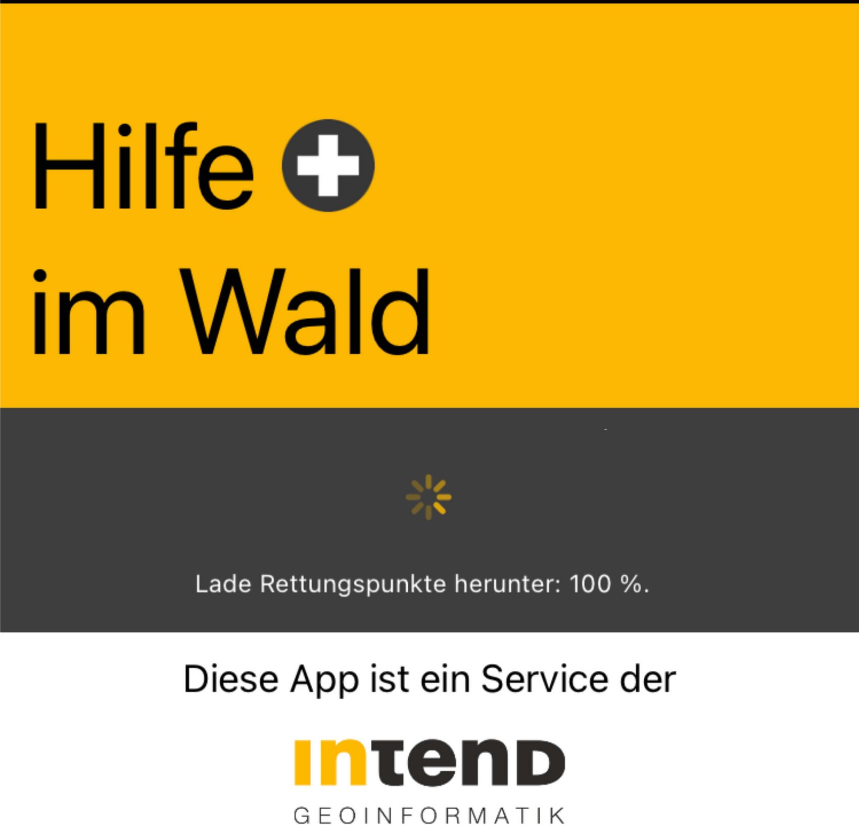 Rettungs-App Bildschirmaufnahme einer Rettungs-App im Ladezustand