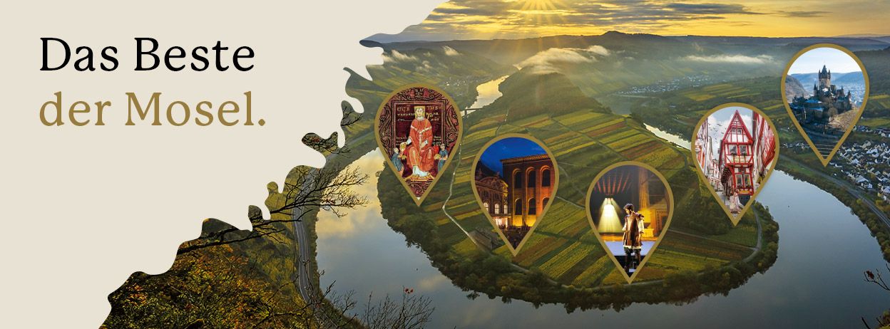 Tourentipps: Das beste der Mosel © MLT GmbH Grafik mit Ballons und Moselschleifenpanorama