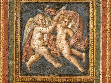 Trier, Erotenpaar Deckengemälde © Museum am Dom / Rudolf Schneider Spätantike Malerei eines Etotenpaares