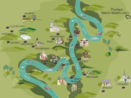 map-region-moselle-sights Map of the moselregion with its sights